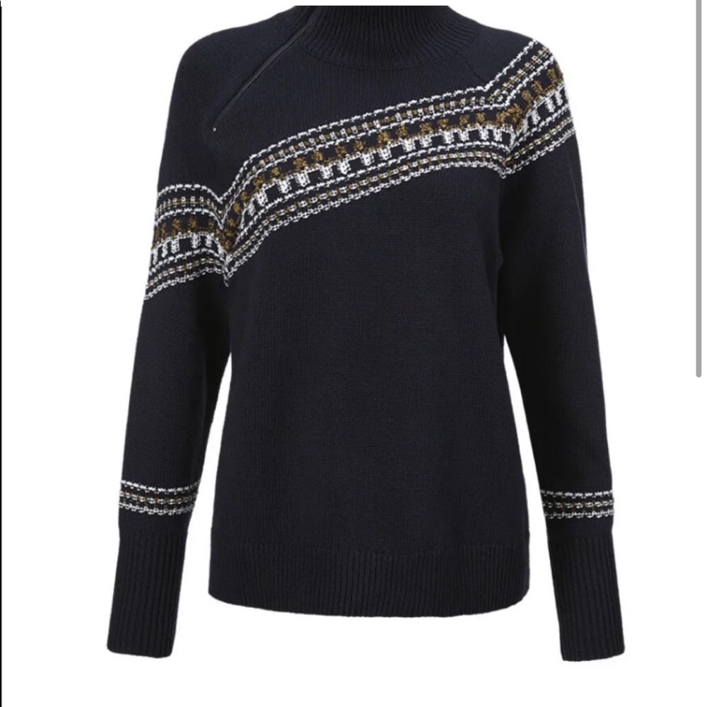 CABI Navy blue FairIsle sweater L Large NWOT FALL 21 #4231